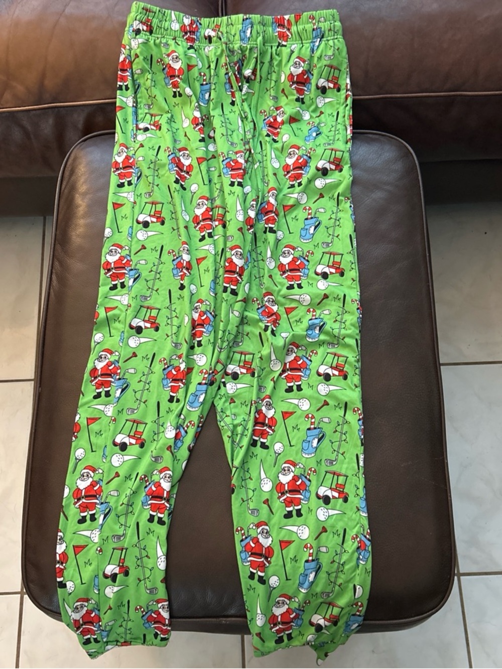 Kids Green Santa Print Pajama Pants